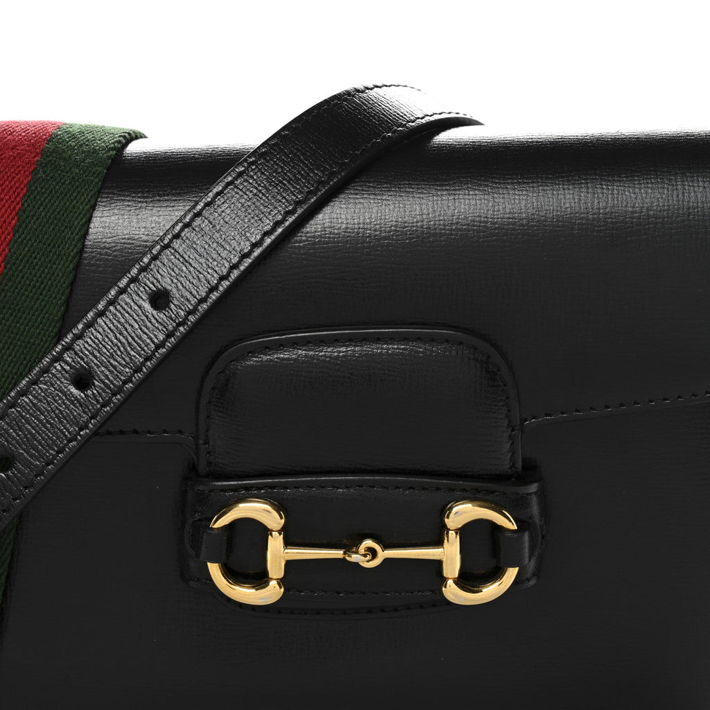 Azalea Calfskin Web Mini Horsebit 1955 Shoulder Bag Black
