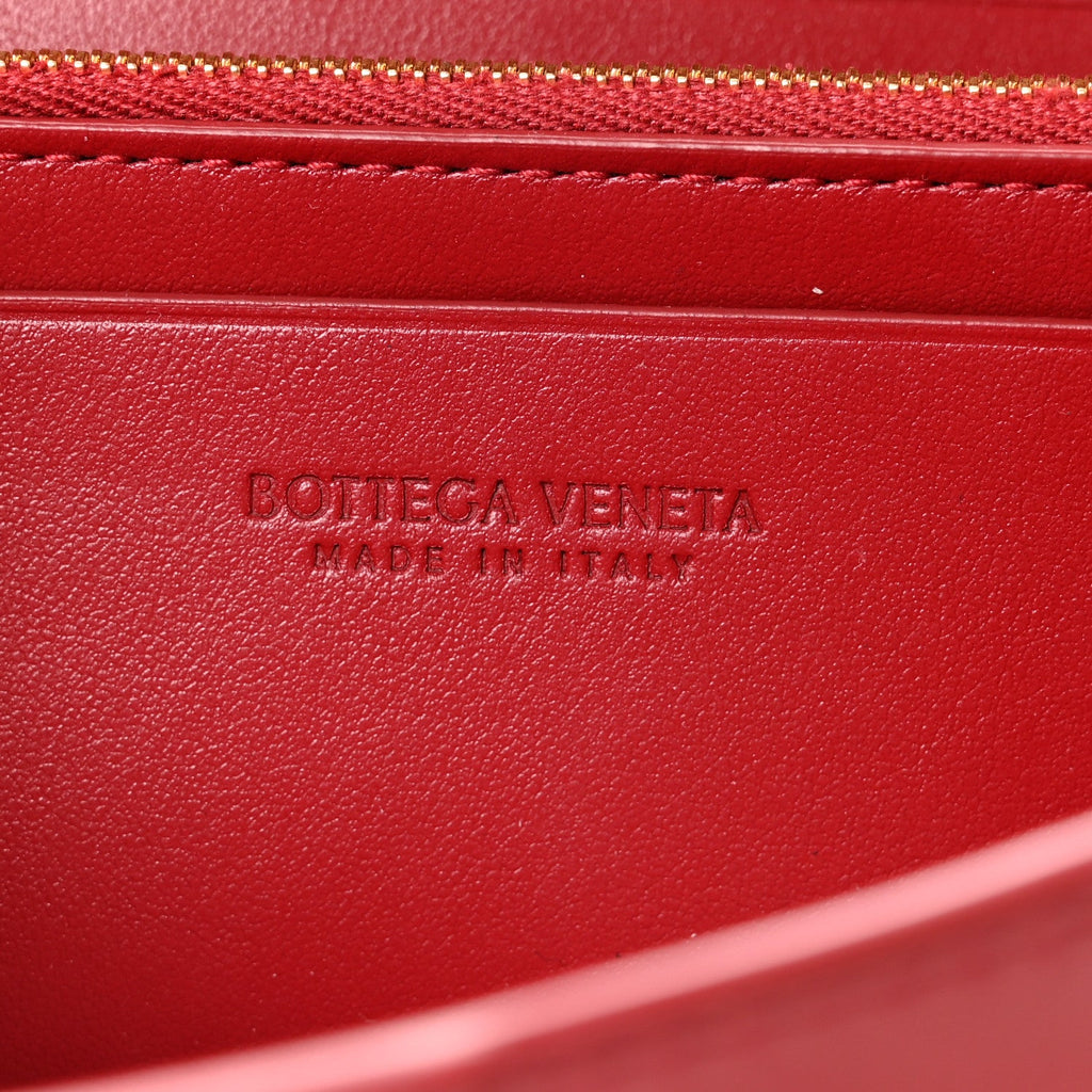 Lambskin Maxi Intreccio Cassette Flap Wallet Dark Red