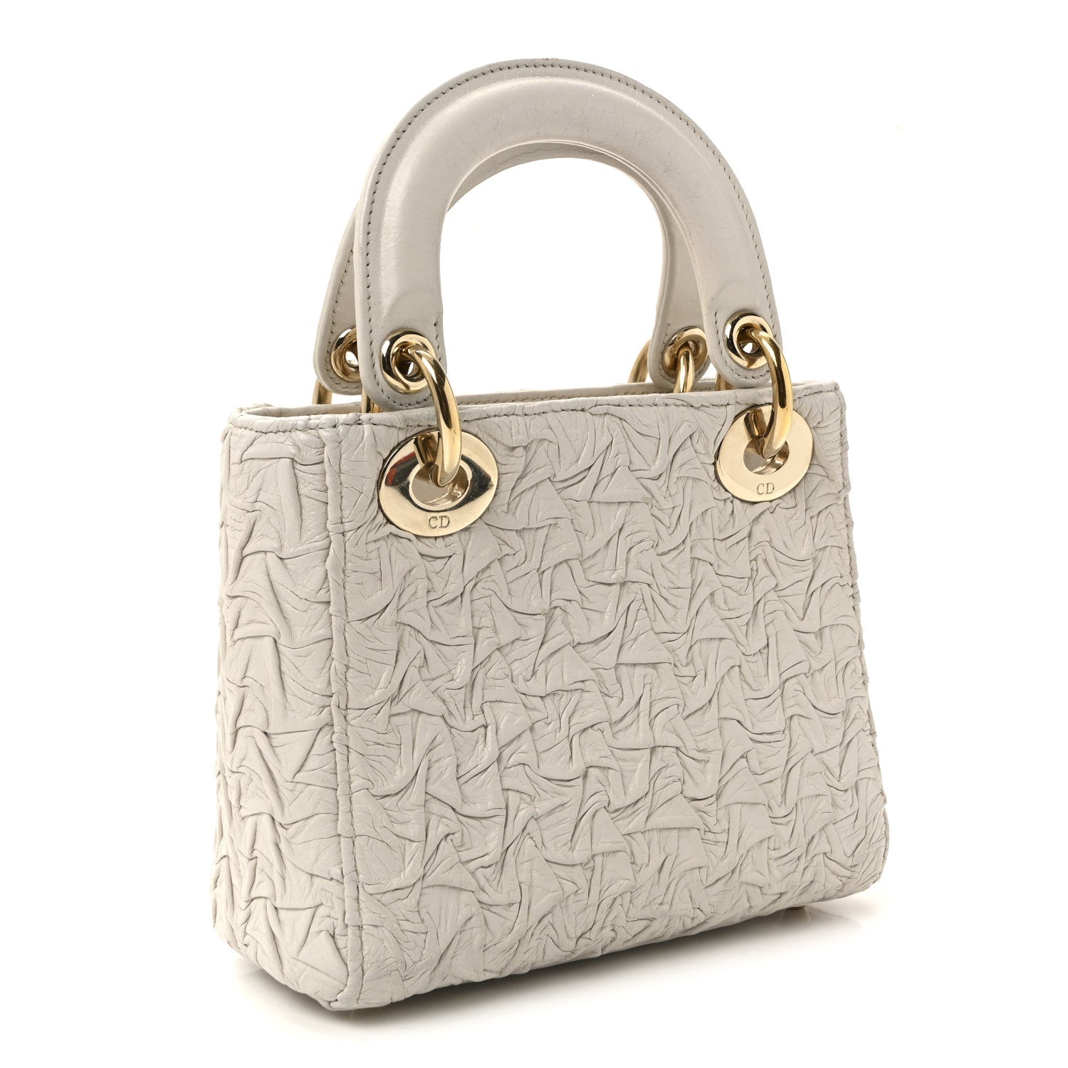 Lambskin Gathered Mini Lady Dior White