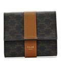 Canvas Triomphe Lambskin Folded Compact Wallet Tan
