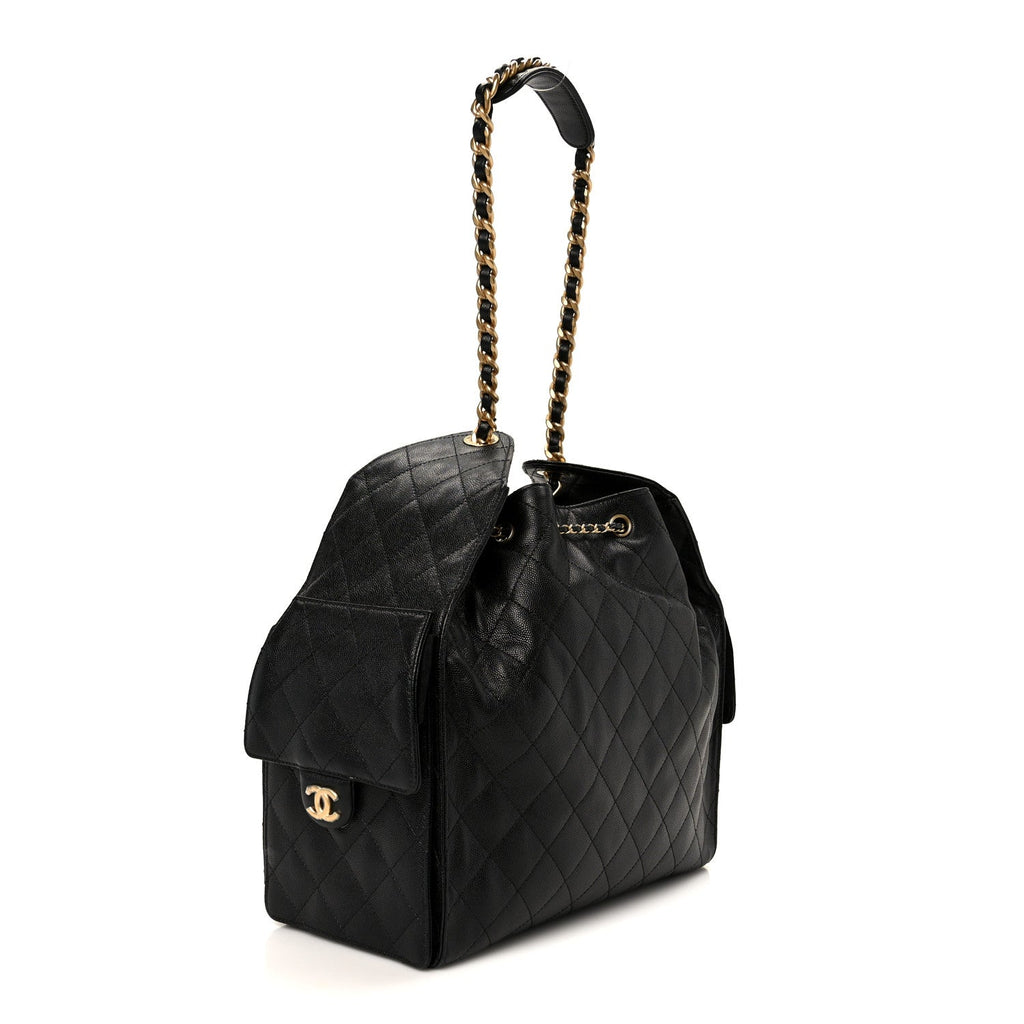 Caviar Quilted Medium Chanel 25 Handbag Black