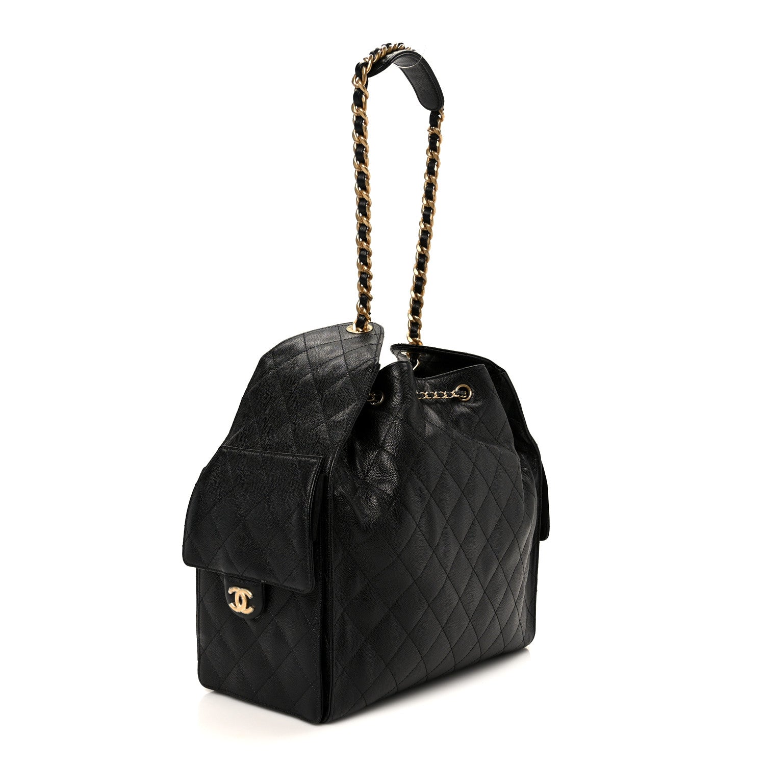 Caviar Quilted Medium Chanel 25 Handbag Black