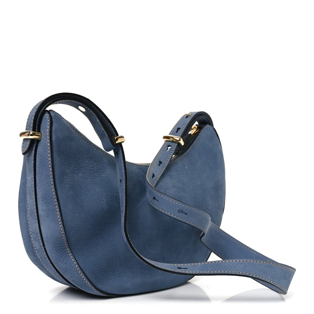 Nubuck Small Arque Shoulder Bag Aviation Blue
