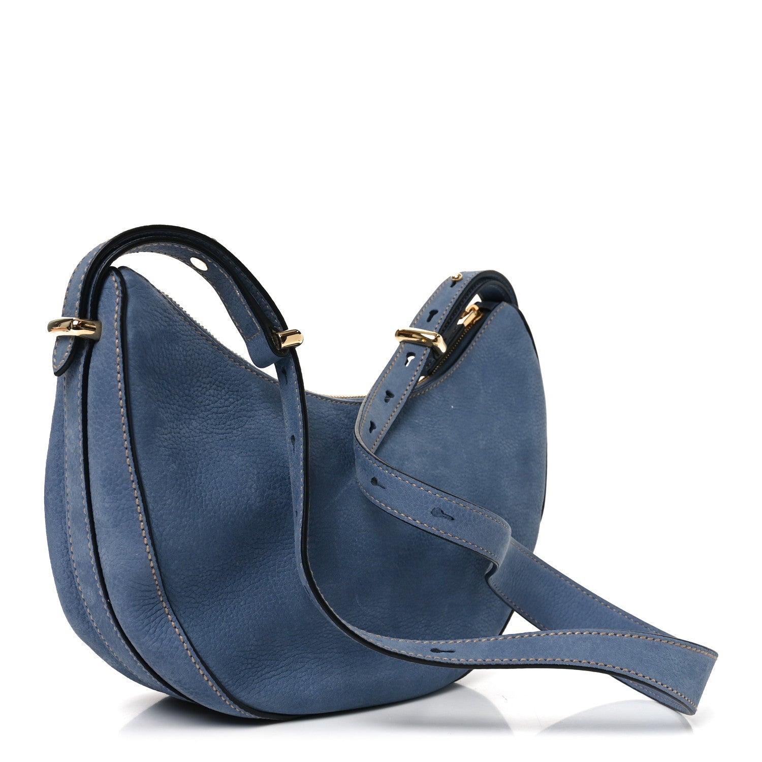 Nubuck Small Arque Shoulder Bag Aviation Blue