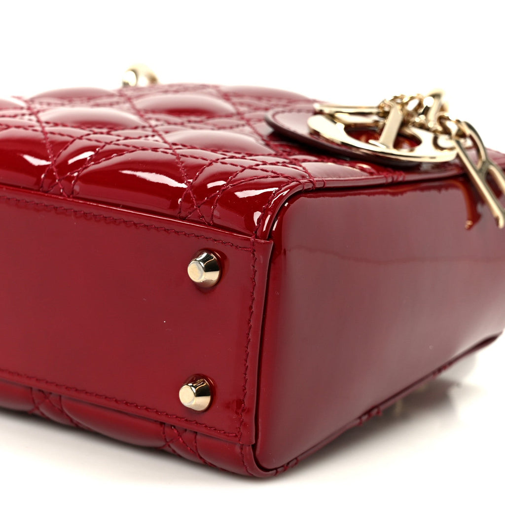 Patent Cannage Mini Lady Dior Red