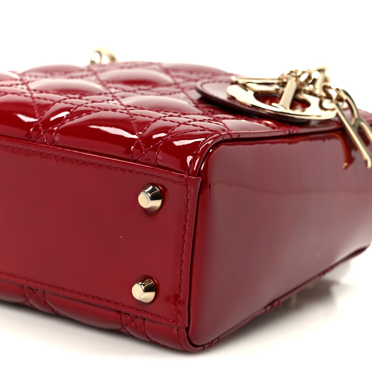 Patent Cannage Mini Lady Dior Red