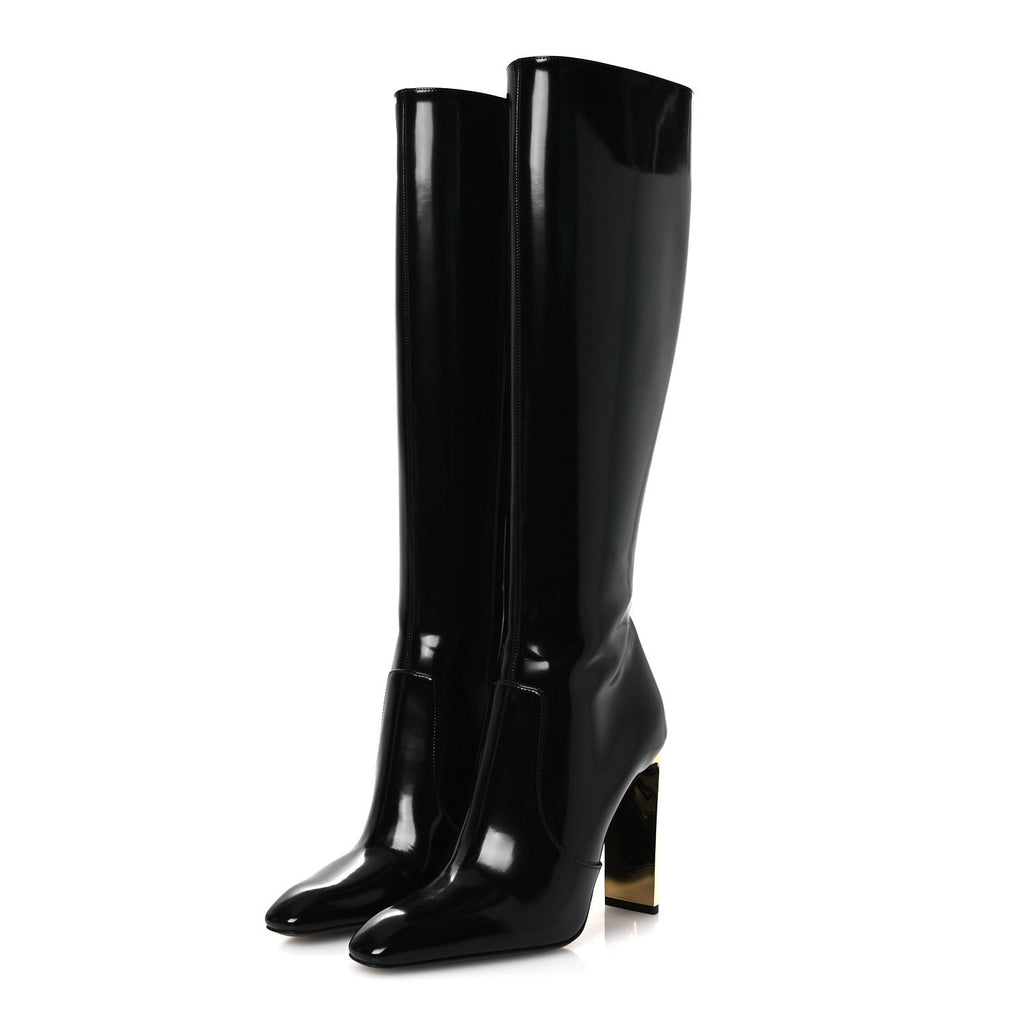 Vitello Marilyn Auteuil 105 Knee High Zip Boots 38.5 Black