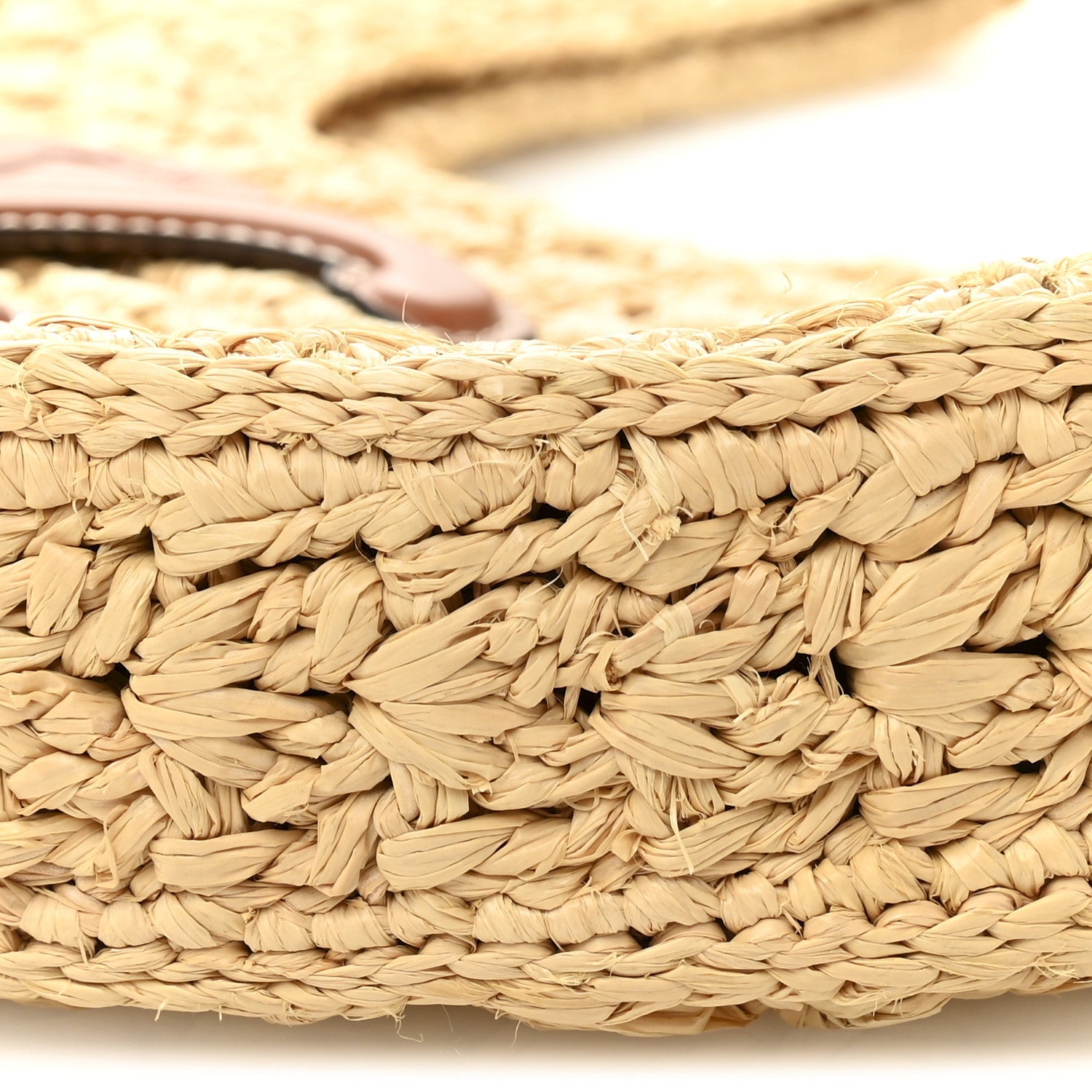 Raffia Calfskin Triomphe Panier Hobo Bag Natural Tan