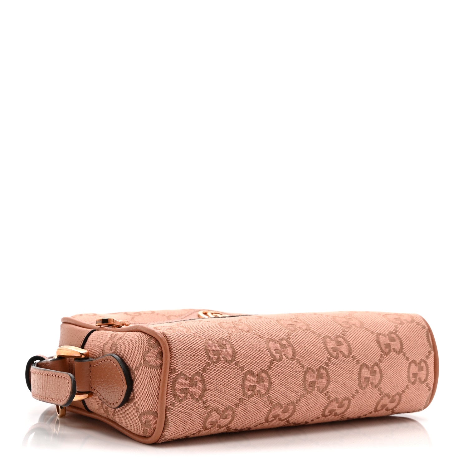 Monogram Textured Dollar Calfskin Mini Ophidia Shoulder Bag Cloche Rose Pink