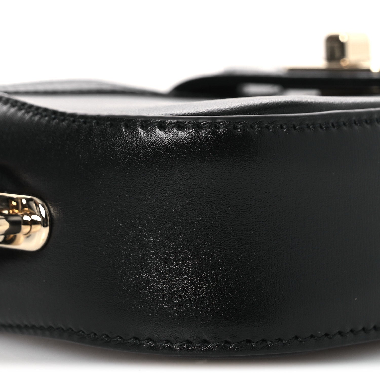Calfskin Mini Moon Side Shoulder Bag Black