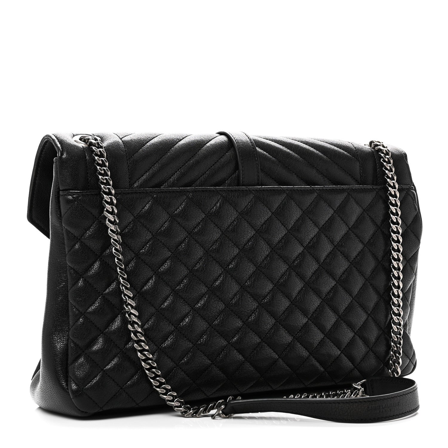 Calfskin Mixed Matelasse Triquilt Large Monogram Satchel Black