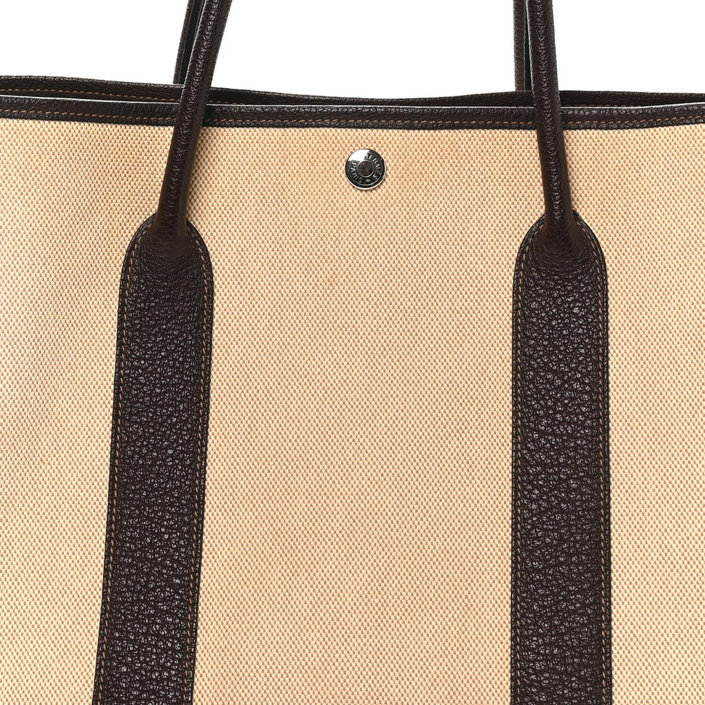 Toile Buffle Gala Garden Party Tote 36 MM Marron Fonce