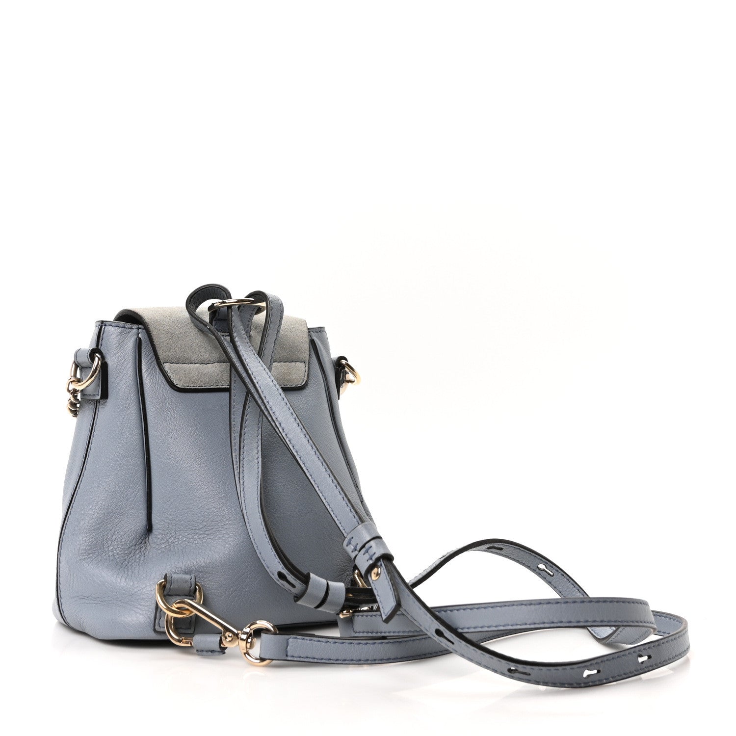 Suede Calfskin Mini Faye Backpack Cloudy Blue