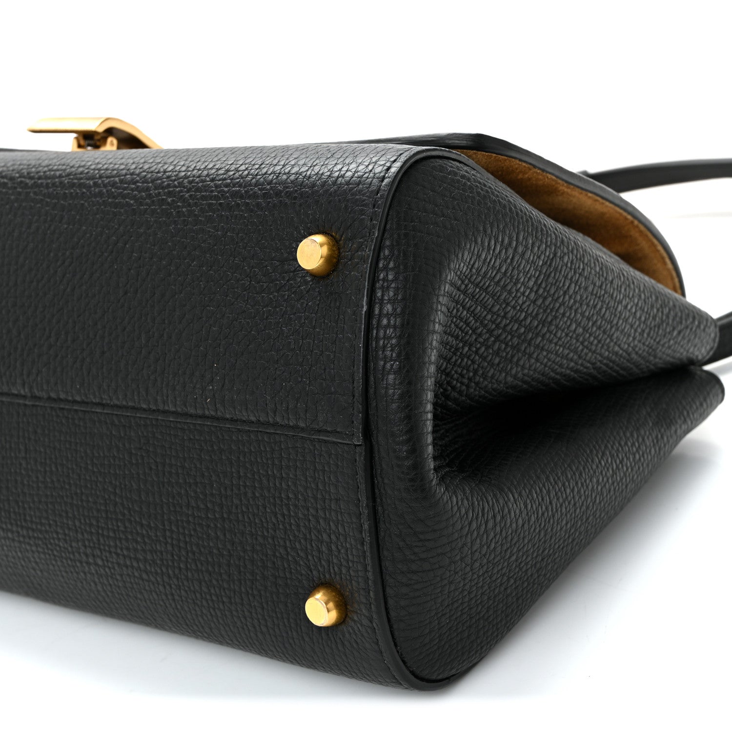Textured Calfskin Small BV Angle Shoulder Bag Black
