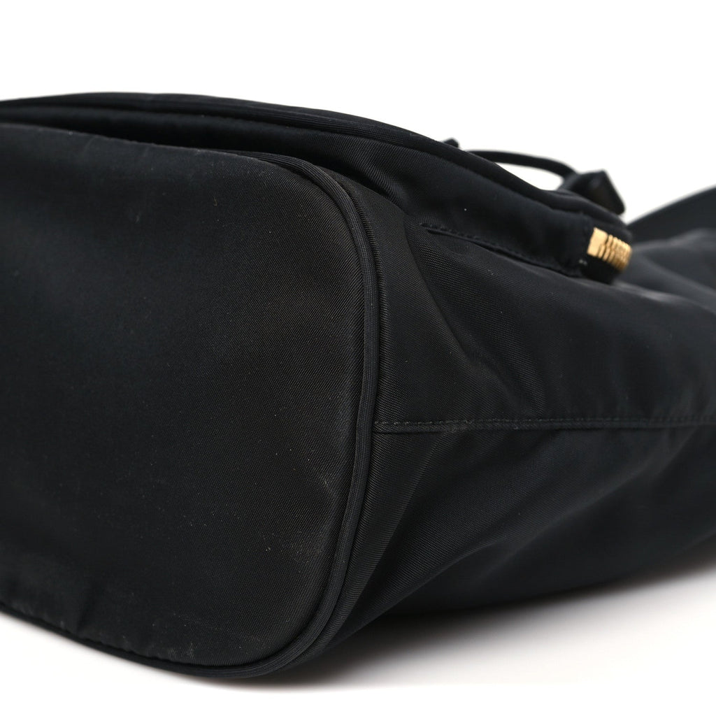 Saffiano Tessuto Nylon Mini Bucket Crossbody Bag Black