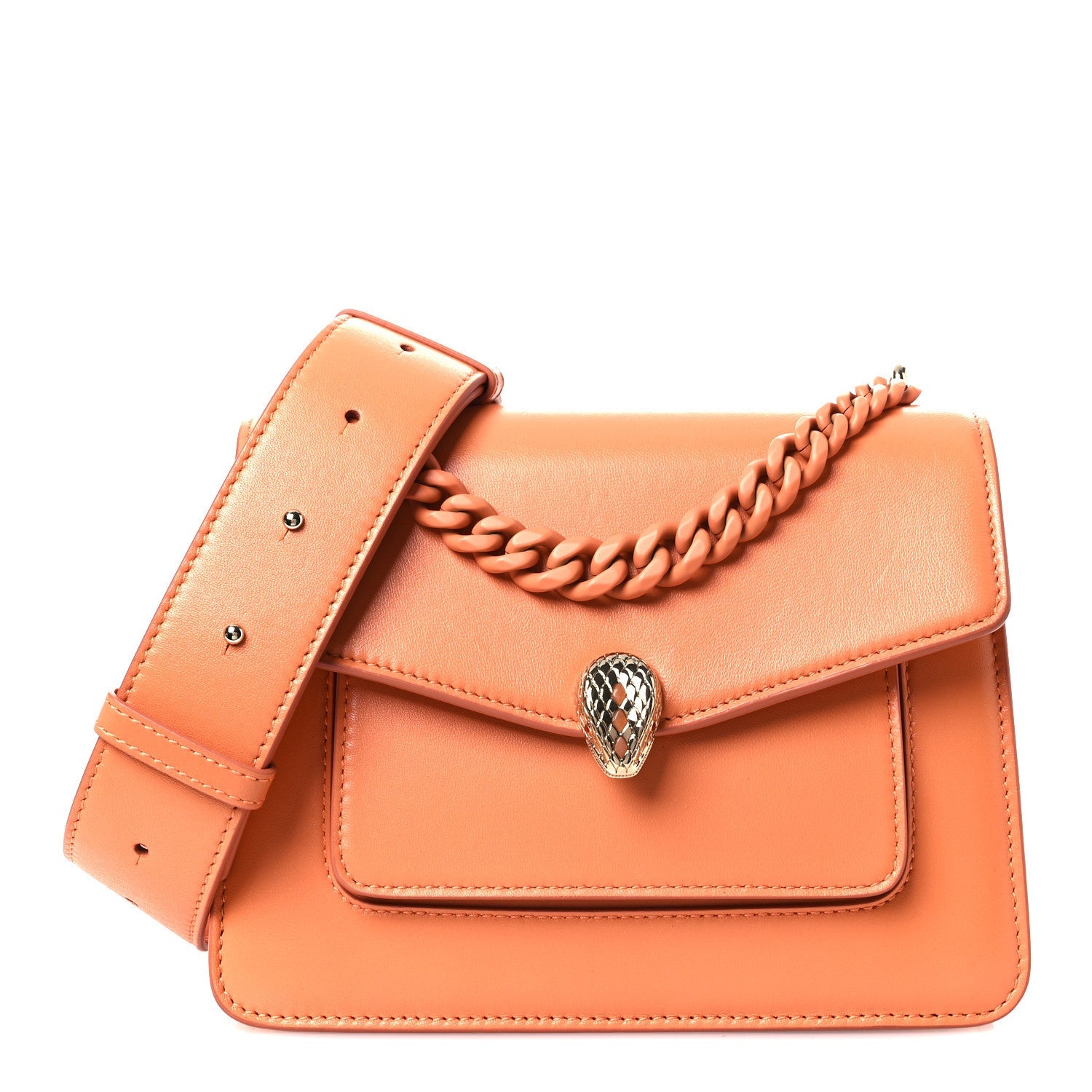 Calfskin Serpenti Forever Maxi Chain Crossbody Bag Orange