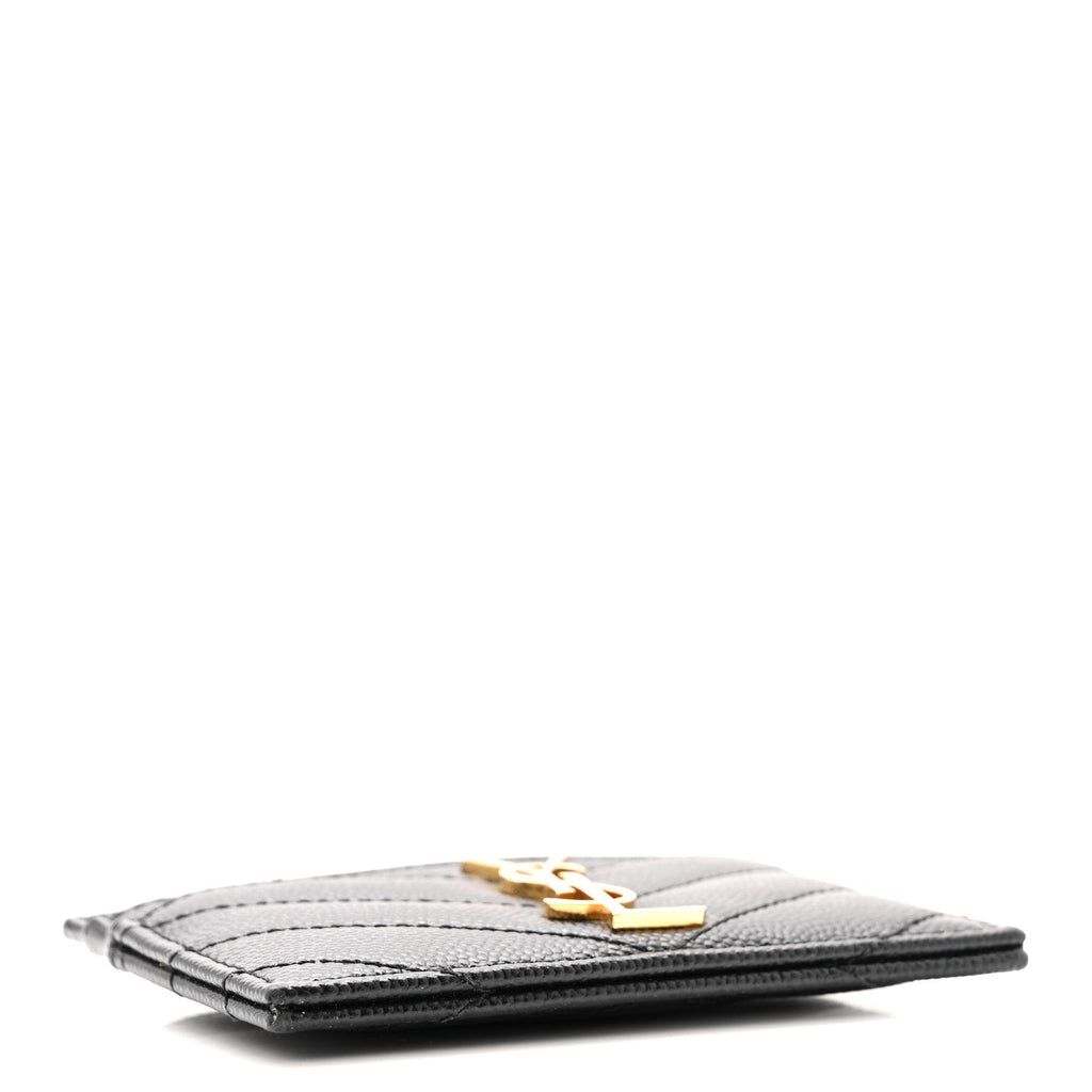 Grain De Poudre Matelasse Chevron Monogram Credit  Case Black