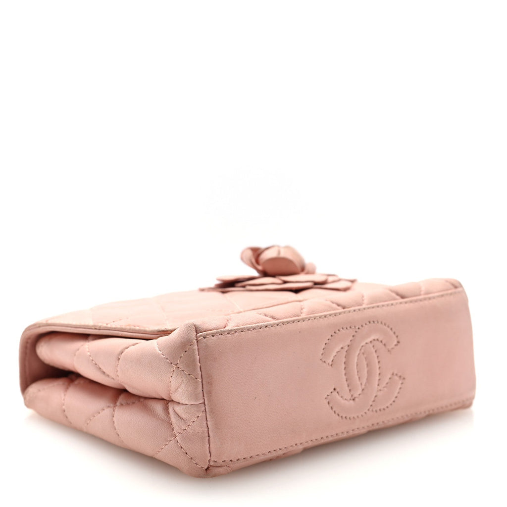 Lambskin Camellia Mini Flap Pink