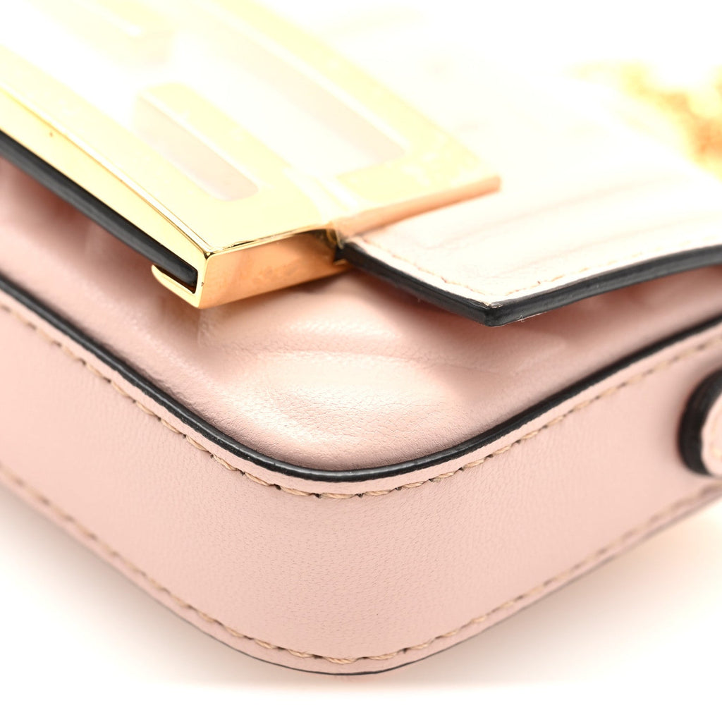 Nappa Matisse FF Embossed Nano Maxi Buckle Baguette Charm Rosa Quarzo