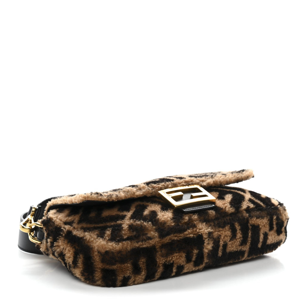 Shearling Vitello Dolce Macro FF 1974 Baguette Tobacco Black
