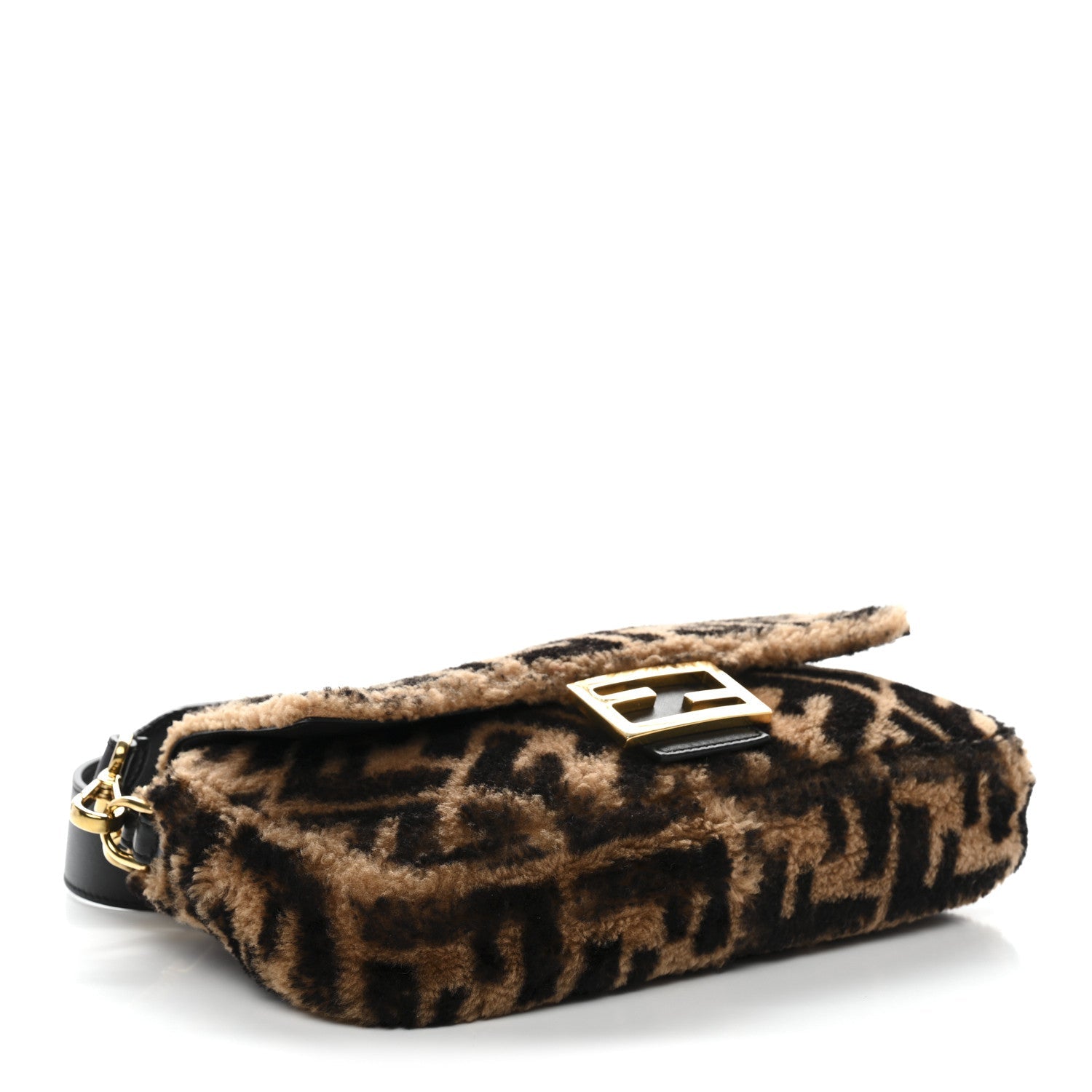 Shearling Vitello Dolce Macro FF 1974 Baguette Tobacco Black