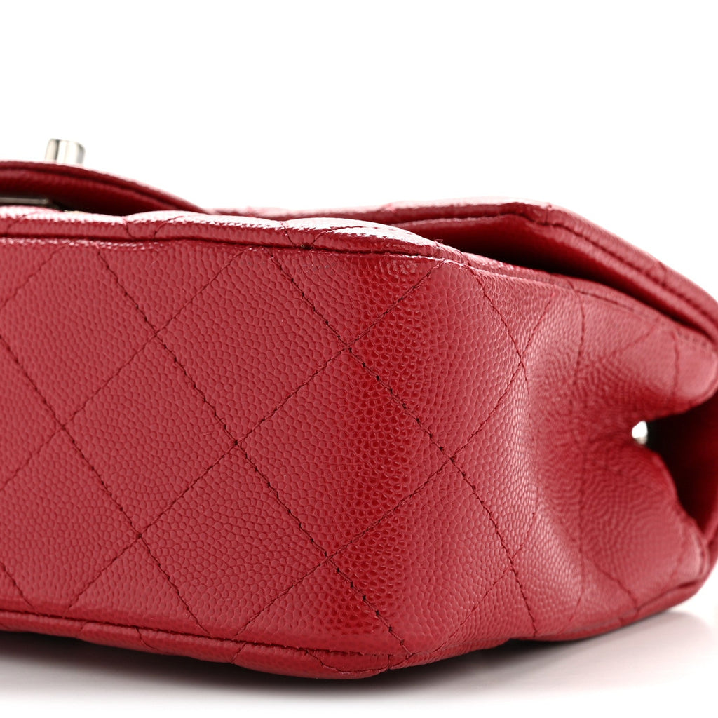 Caviar Quilted Mini Rectangular Flap Dark Red