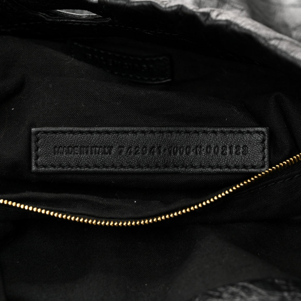Crushed Calfskin Crush Medium Chain Tote  Black