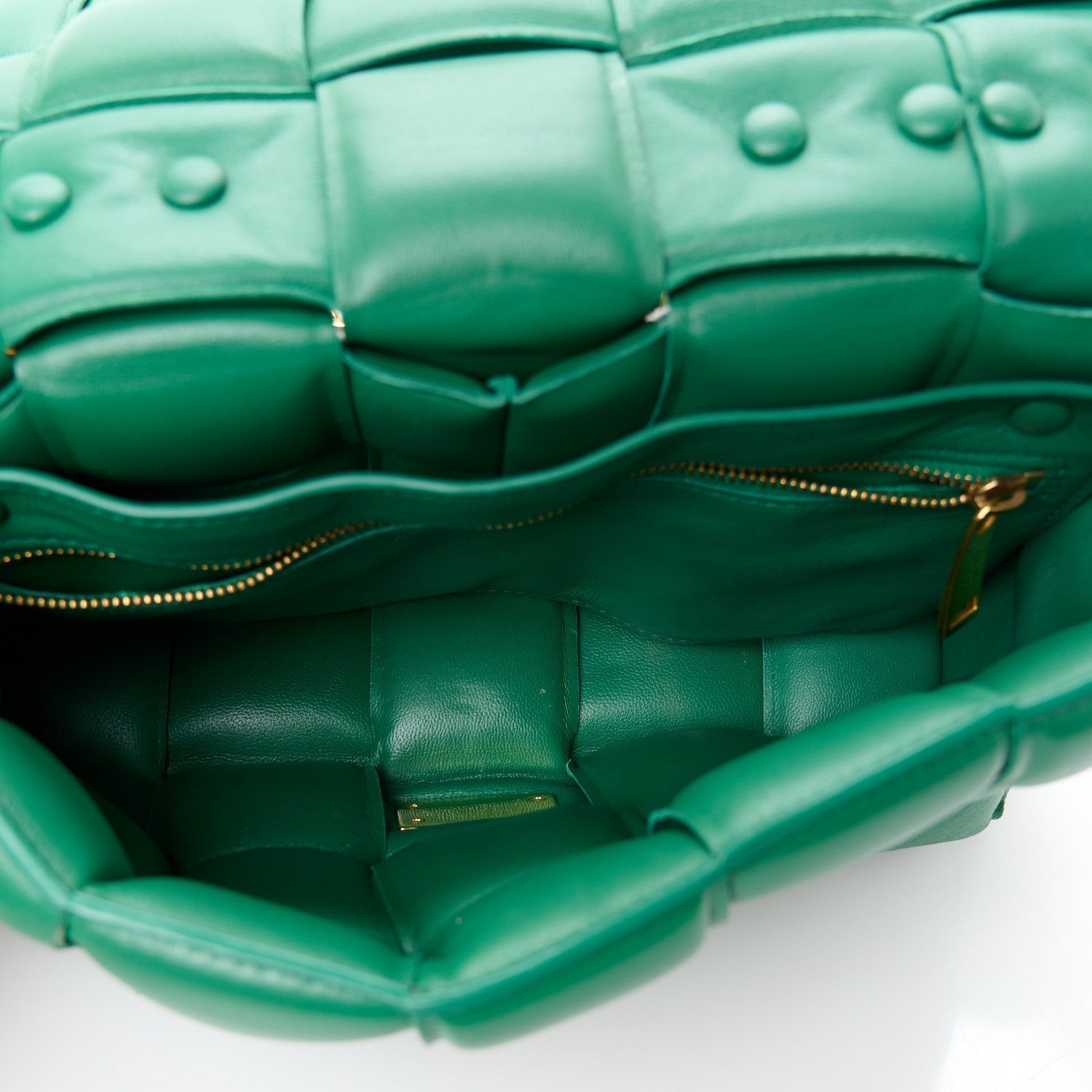 Lambskin Maxi Intreccio Padded Chain Cassette Crossbody Bag Racing Green