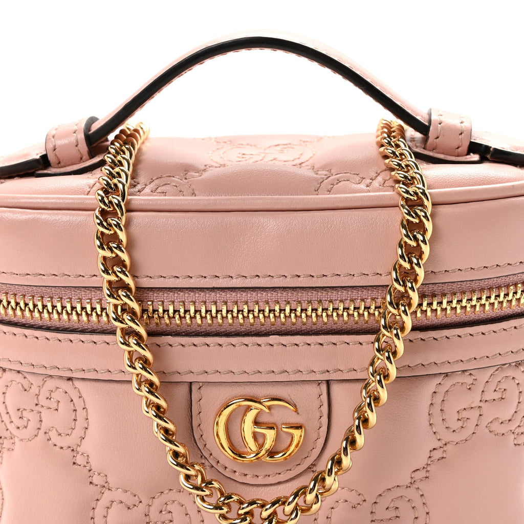 Calfskin GG Matelasse Mini Top Handle Bag Perfect Pink