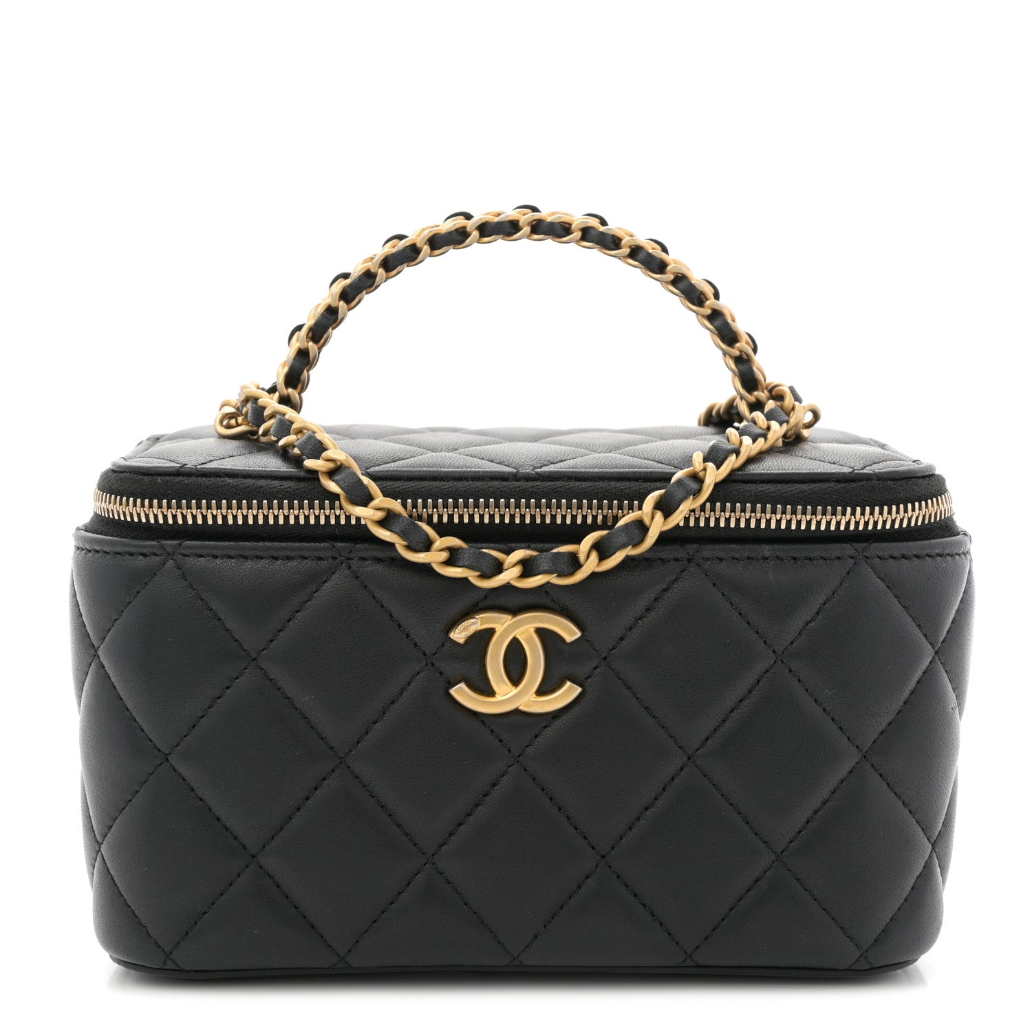 Lambskin Quilted Pick Me Up Vanity Case Black