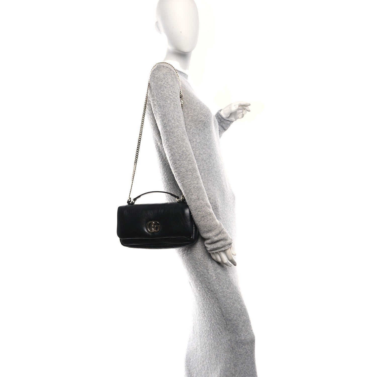 Lambskin Mini GG Milano Top Handle Shoulder Bag Black