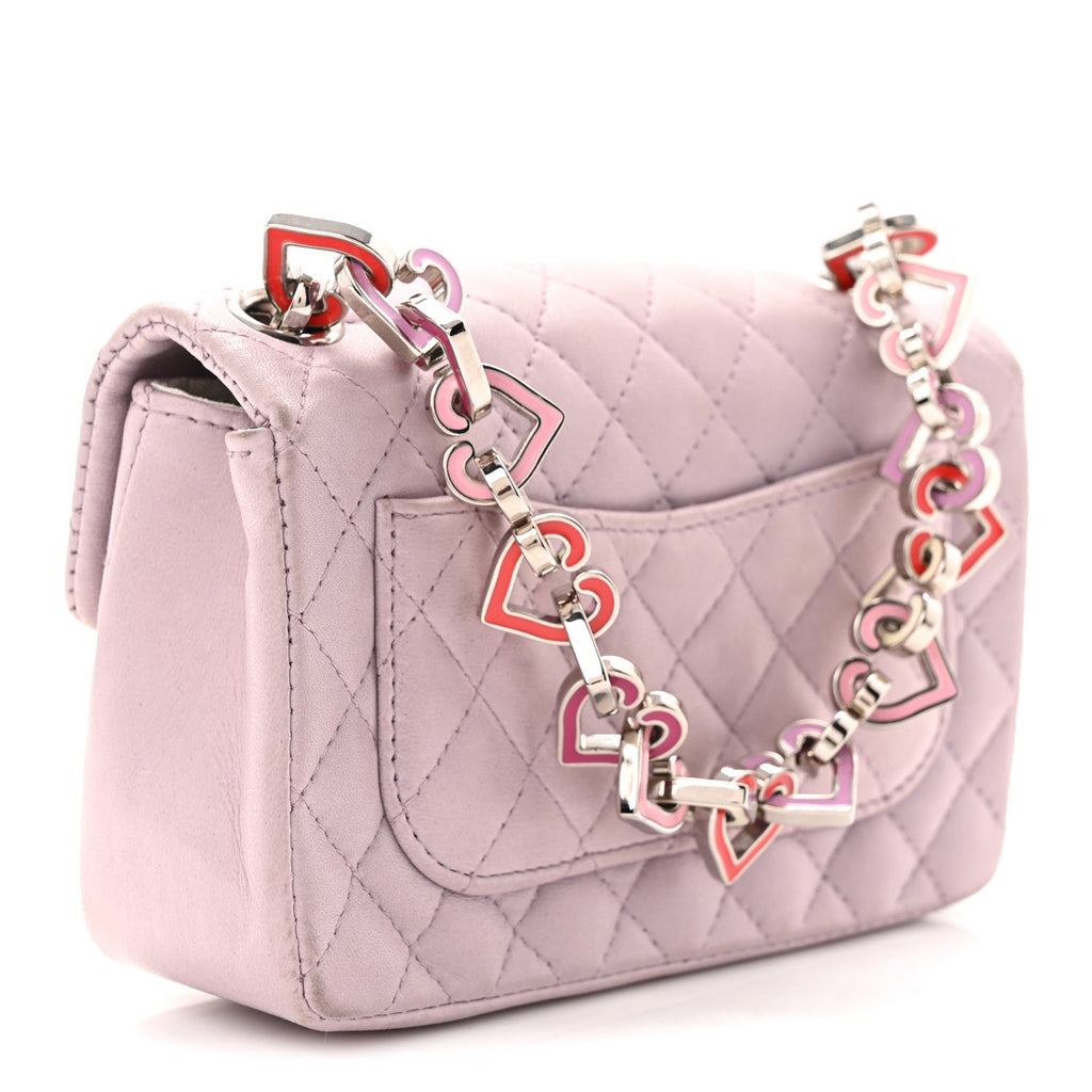 Lambskin Quilted Extra Mini Valentine Flap Lilac