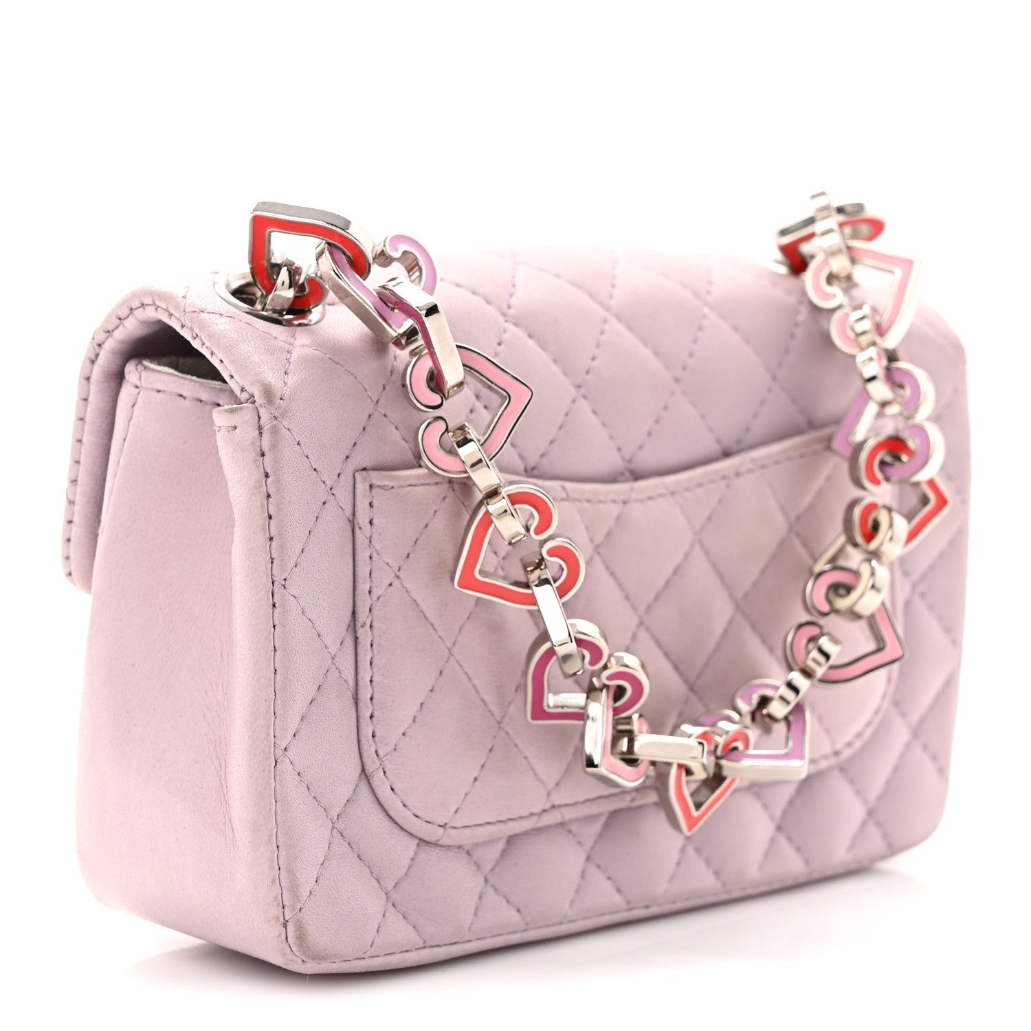 Lambskin Quilted Extra Mini Valentine Flap Lilac