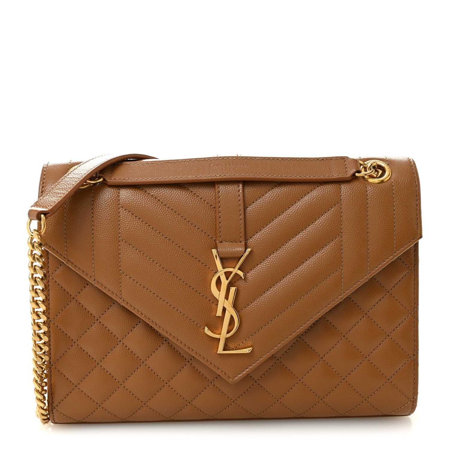 Grain De Poudre Textured Mixed Matelasse Medium Triquilt Monogram Satchel Dark Cork