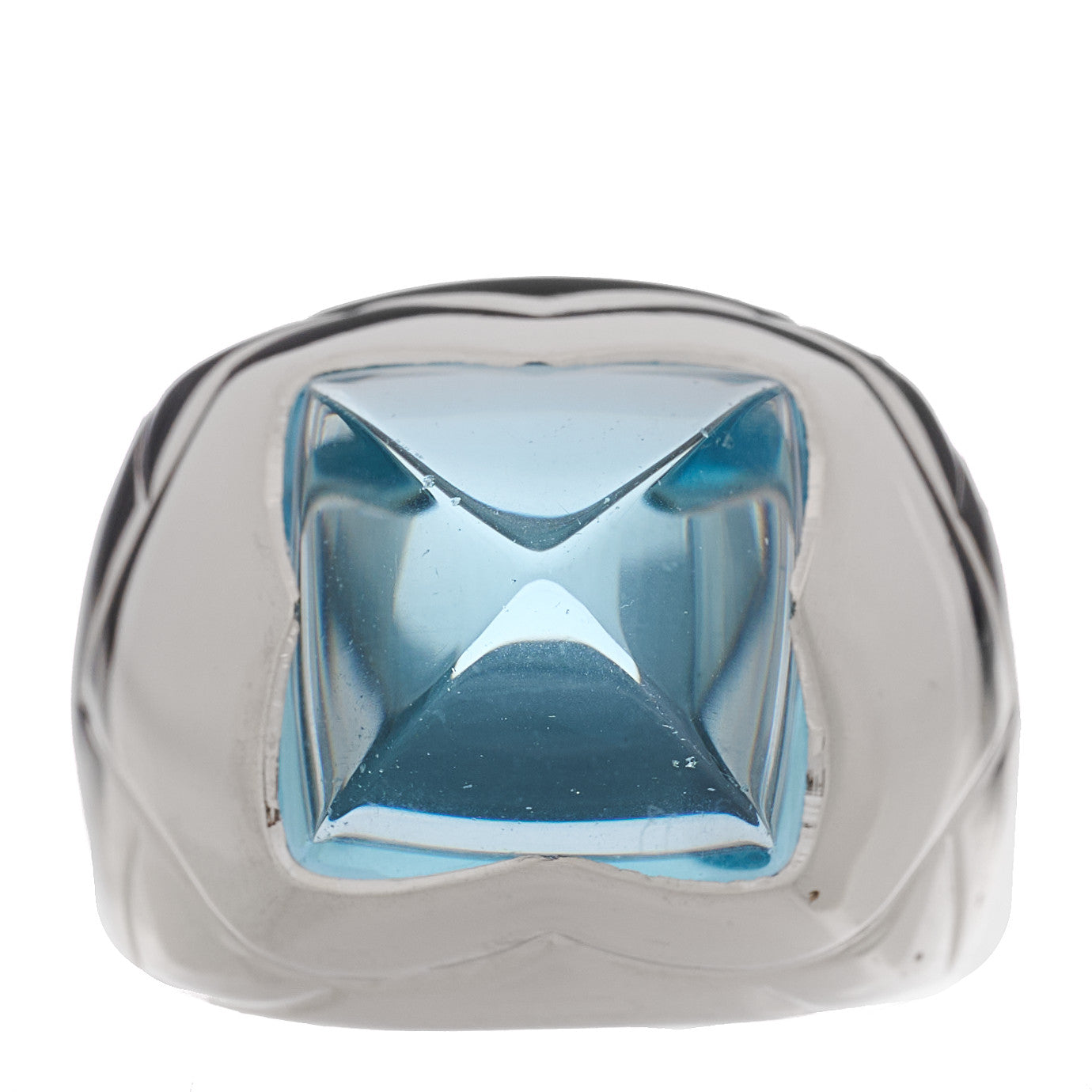 18K White Gold Aquamarine Pyramide Ring 55 7.25