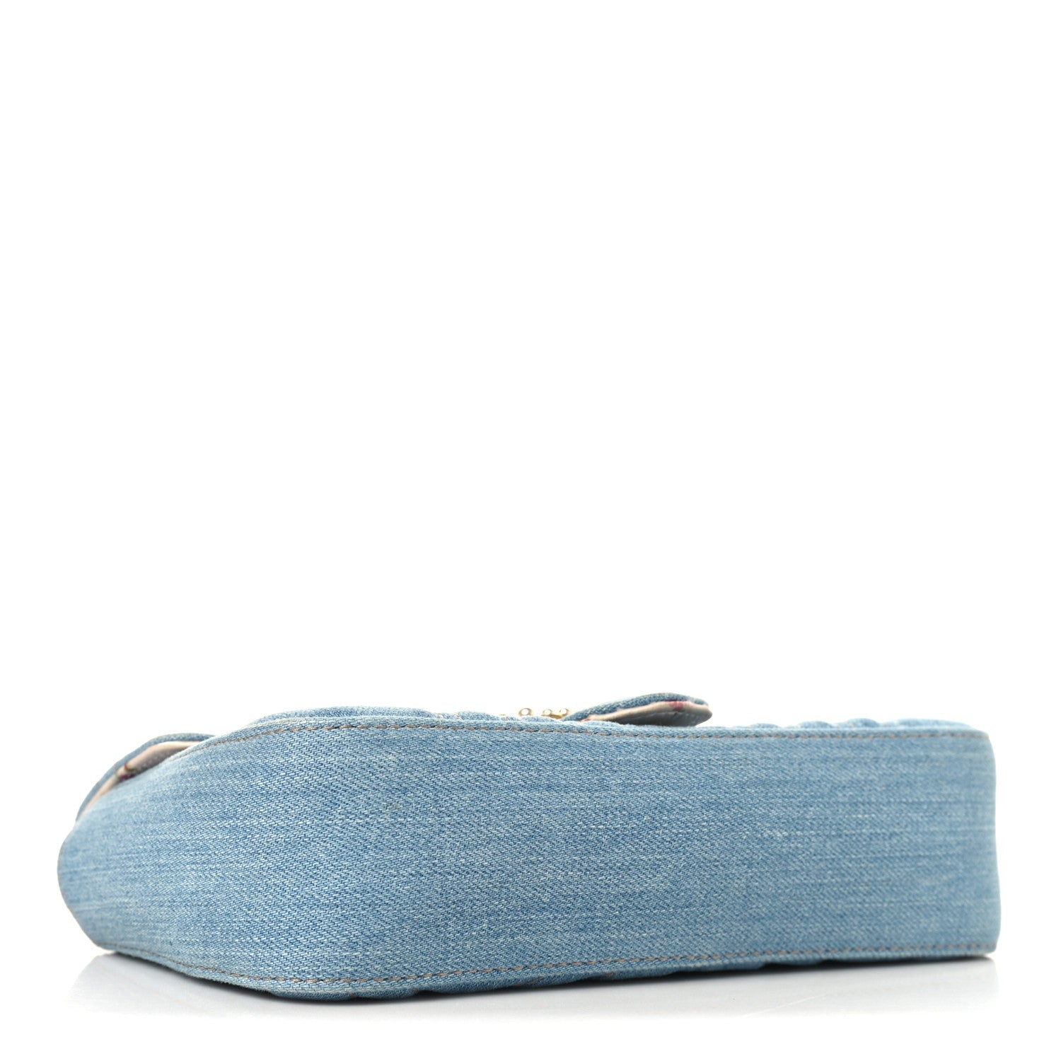 Denim Matelasse Mini Pearly GG Marmont Shoulder Bag Blue