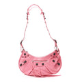 Extra Supple Calfskin Crocodile Embossed Small Le Cagole Shoulder Bag Sweet Pink