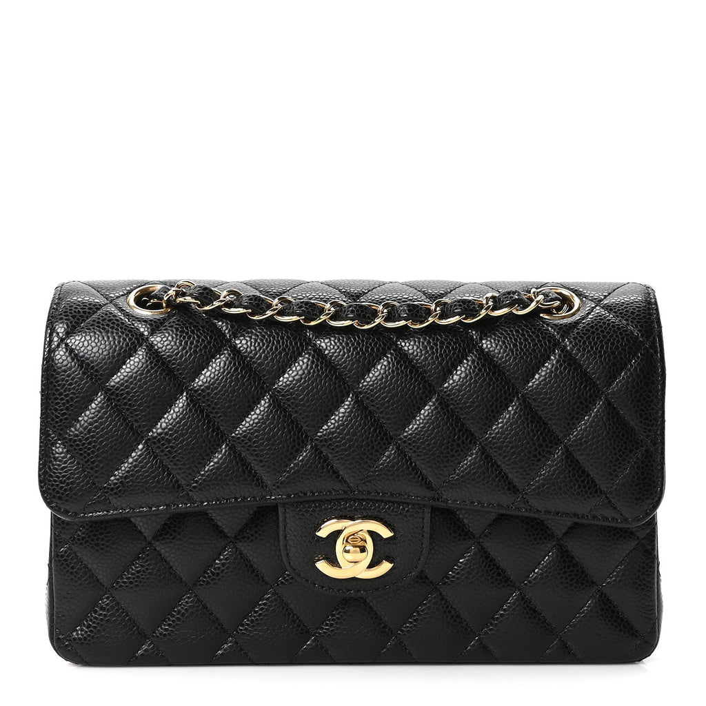 Caviar Quilted Small Double Flap Black