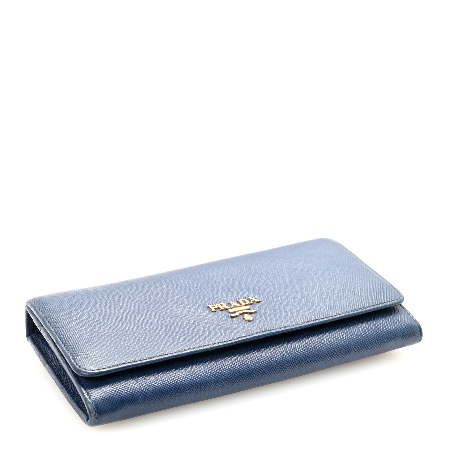 Saffiano Metal Continental Flap Travel Wallet Bluette
