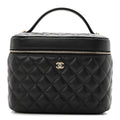 Caviar Quilted Large Vanity Pouch Black