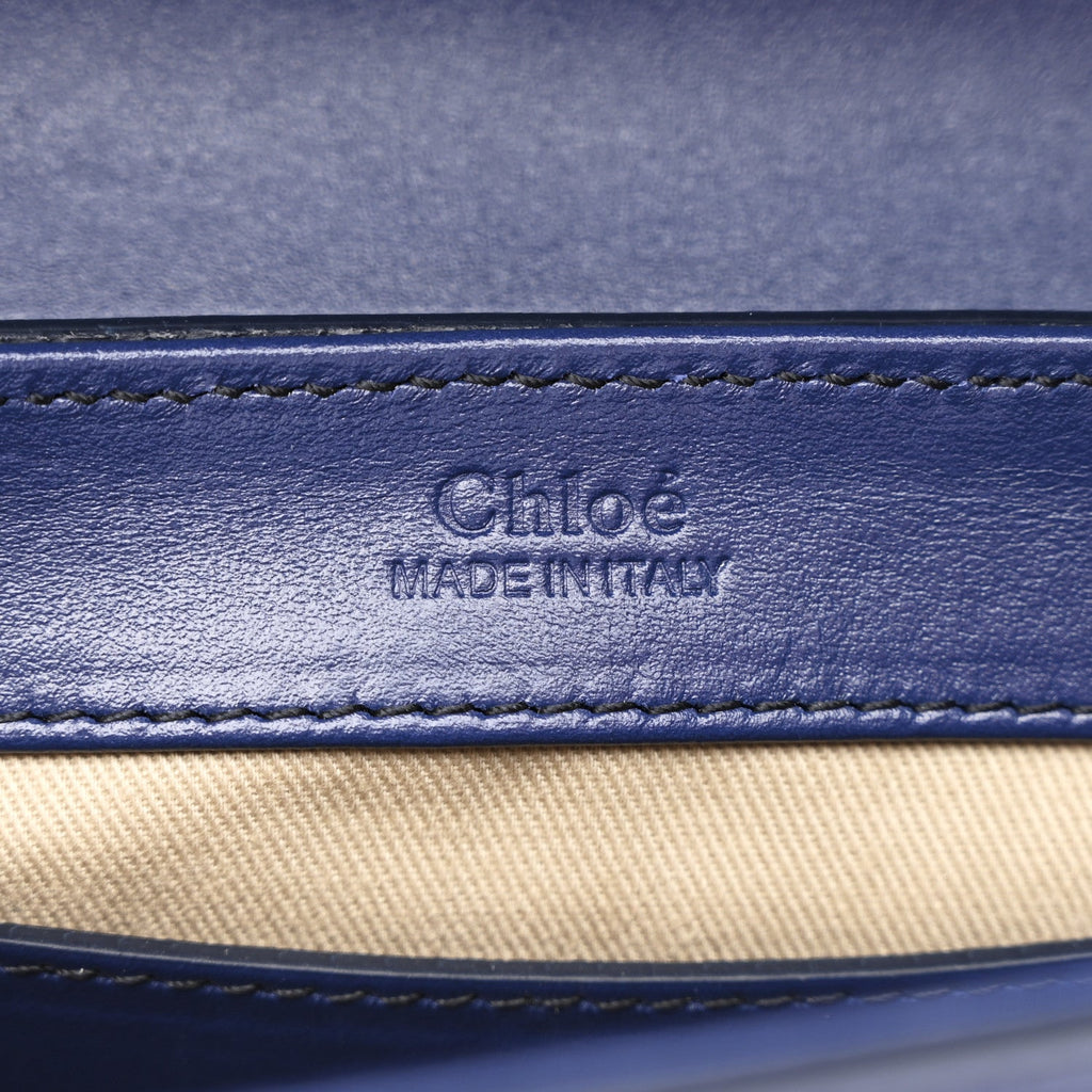 Shiny Calfskin Suede Mini C Bag Smoky Blue