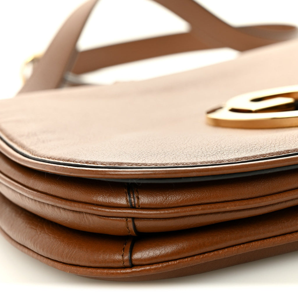 Roxy Calfskin Web Medium Blondie Shoulder Flap Bag Cuir