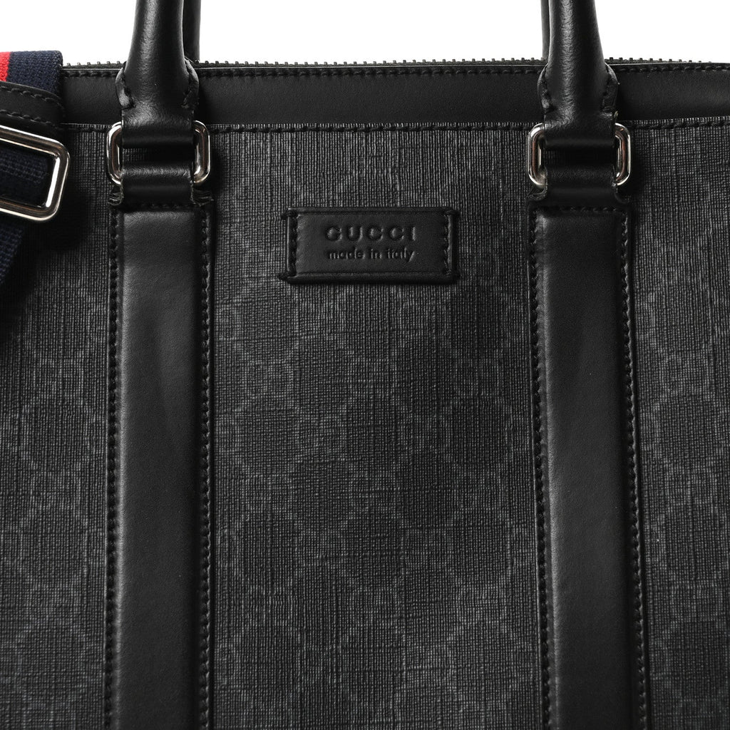GG Supreme Monogram Appia Calfskin Web Briefcase Black