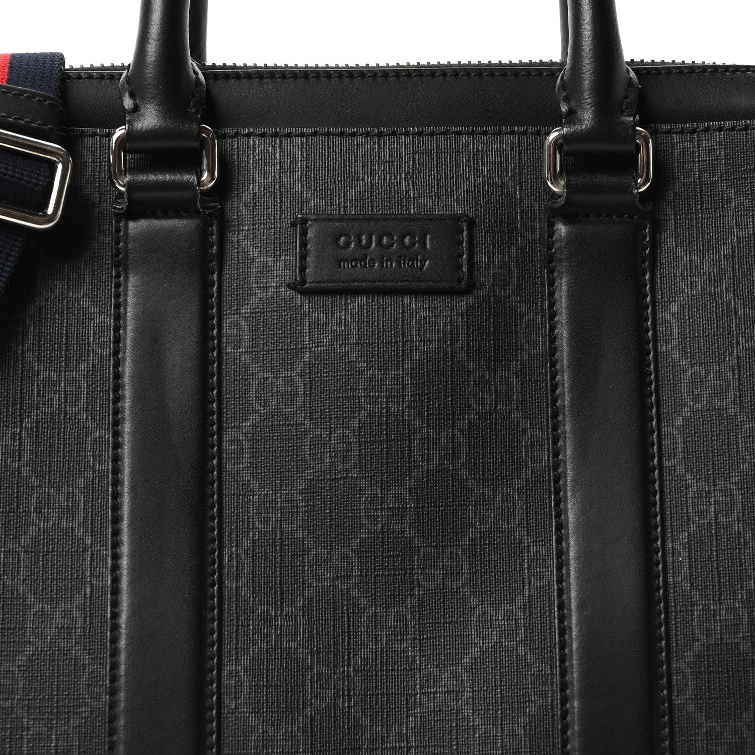 GG Supreme Monogram Appia Calfskin Web Briefcase Black