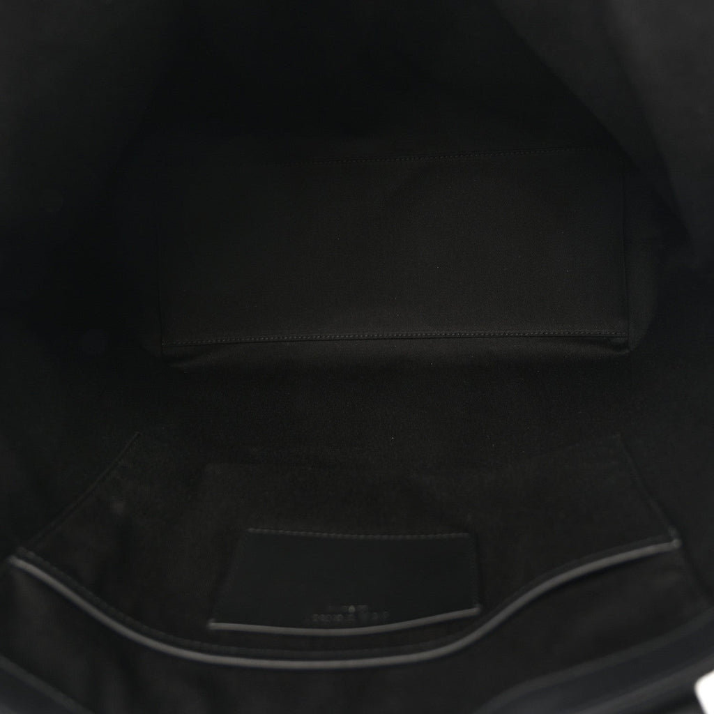 Canvas Calfskin T-Bar Shopping Bag Black