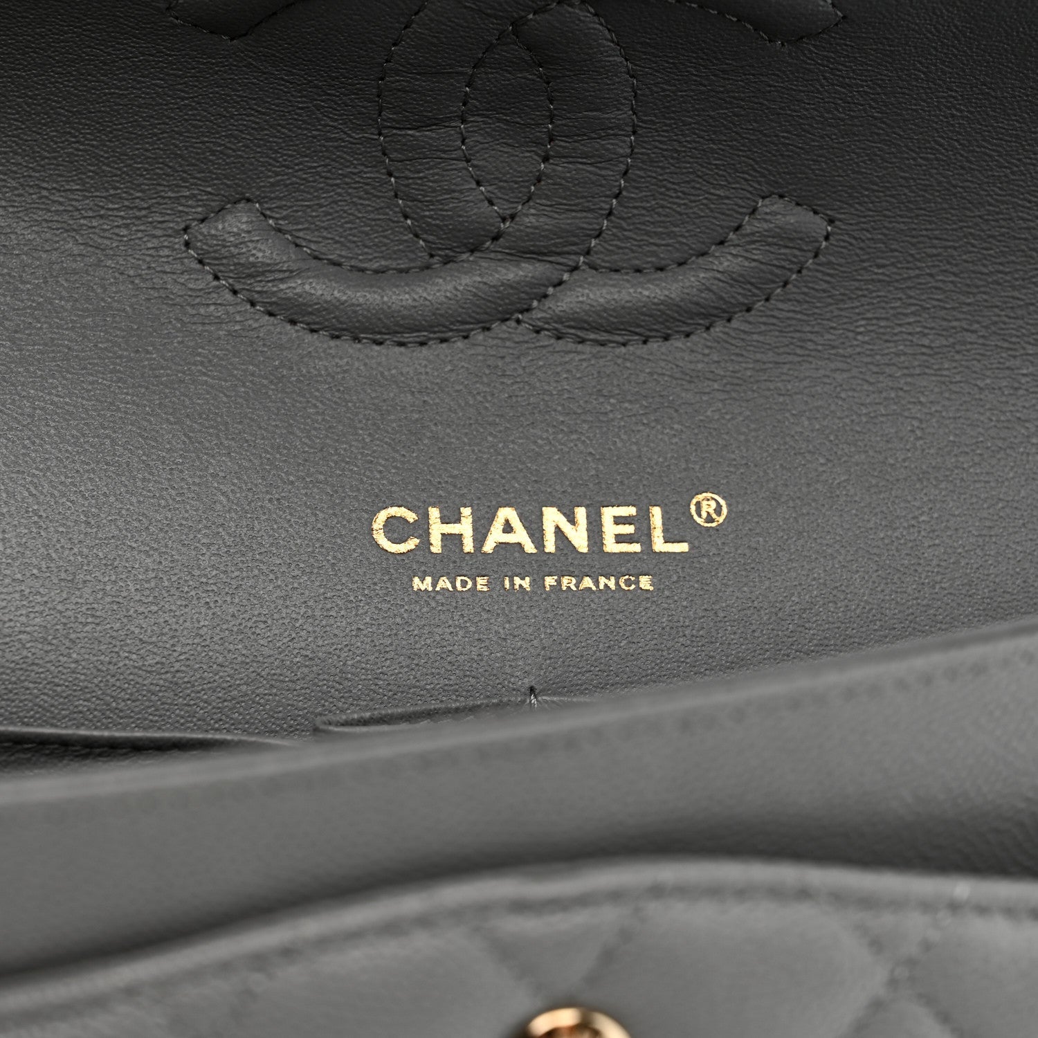 Caviar Quilted Medium Double Flap Grey