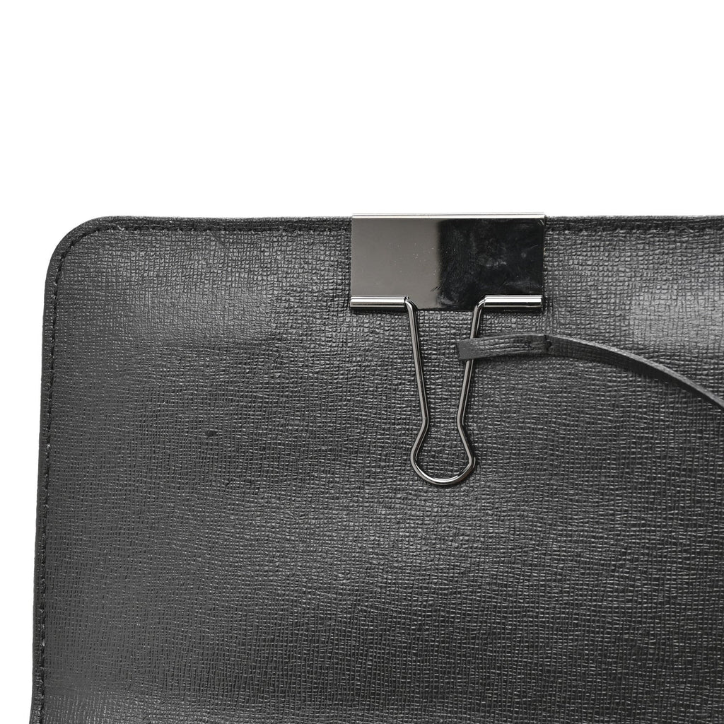 Saffiano Striped Mini Diag Binder Clip Bag Black White Yellow