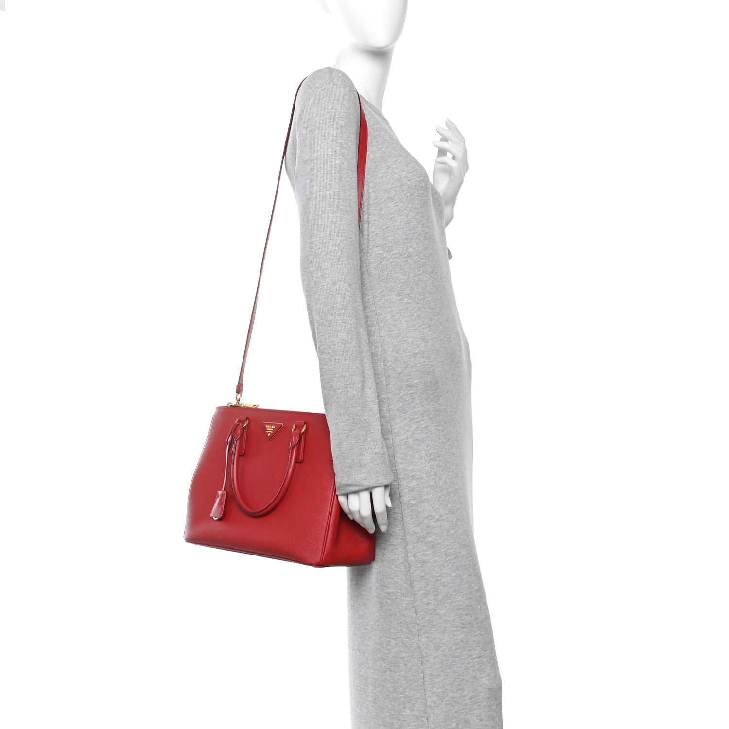 Saffiano Lux Large Galleria Double Zip Tote Fuoco