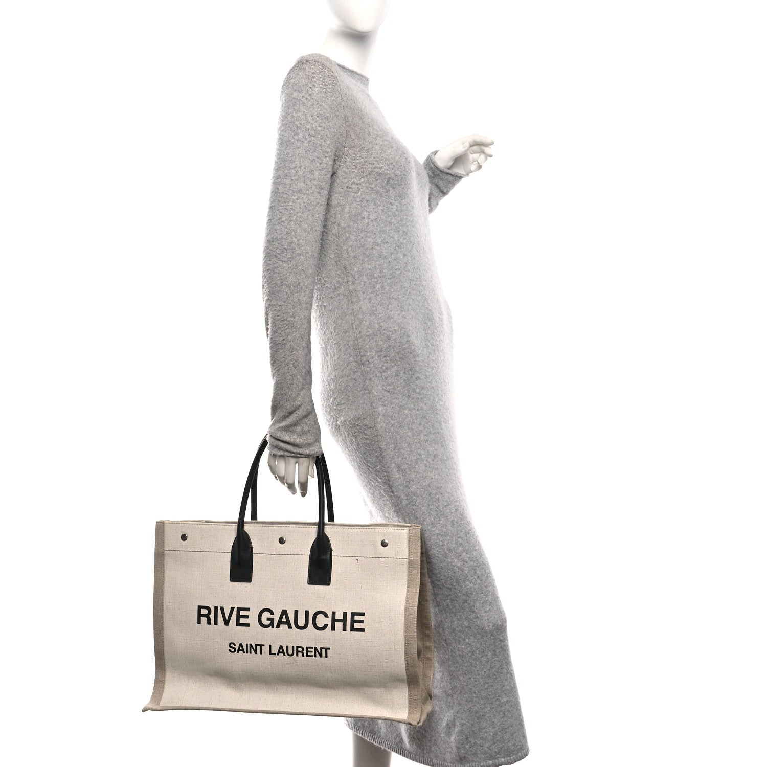 Linen Calfskin Rive Gauche Tote Greggio Natural