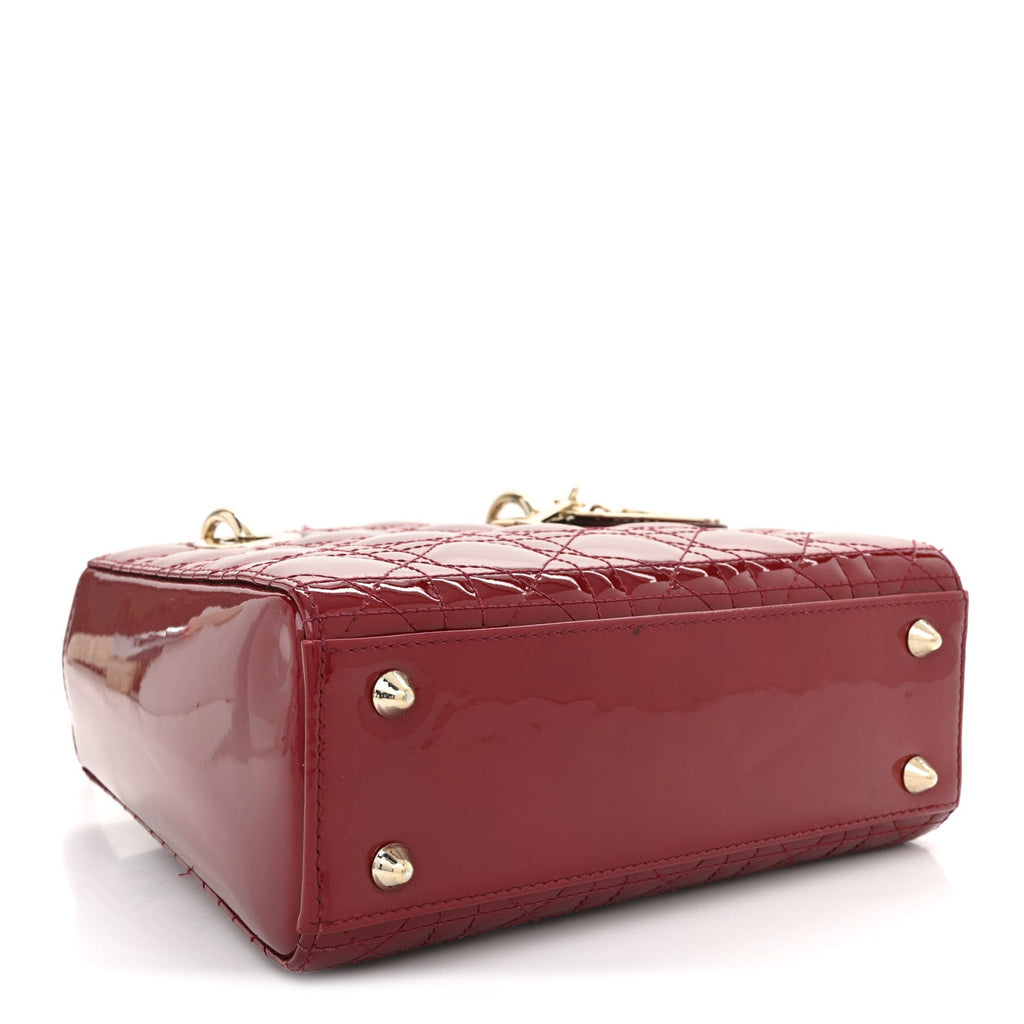 Patent Cannage Small Lady Dior Cherry Red